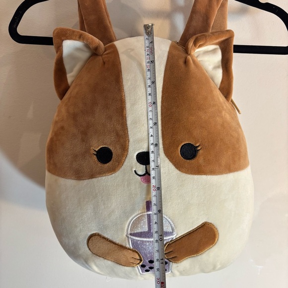 SQUISHMALLOWS Regina Corgie Brown and Cream Puffry Backpack Adjustable Straps - Picture 4 of 10